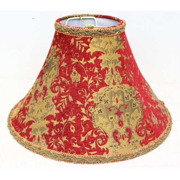 Tapestry Lampshade Red Gold Lg Bell Decorative Fancy Velvet Baroque Victorian - Picture 4 of 7